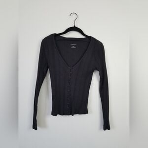 Anthropologie Women's Black Ribbed Top